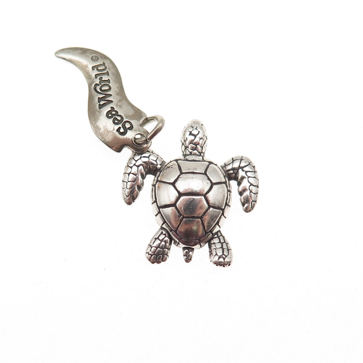 WHEELER MFG 925 Sterling Silver Vintage Turtle Sea World Mini Charm Pendant