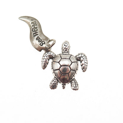 WHEELER MFG 925 Sterling Silver Vintage Turtle Sea World Mini Charm Pendant