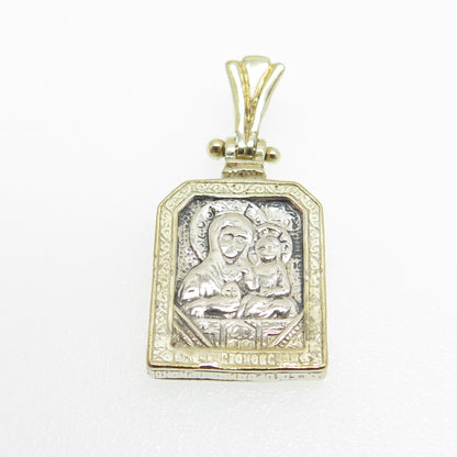 EUGENIO CAMPOS Sterling Silver 2-Tone Vintage St. Mary & Jesus Religious Pendant