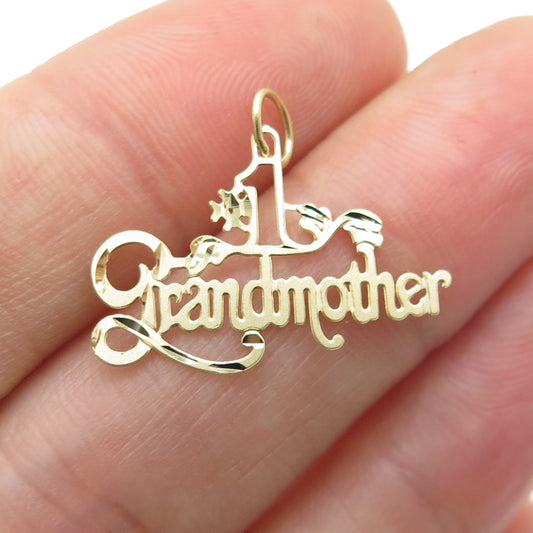 14K Yellow Gold Number One Grandmother Charm Pendant