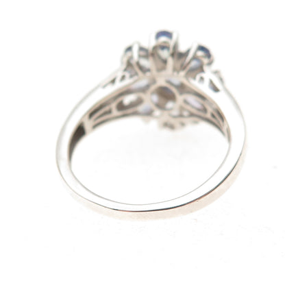 Chuck Clemency 925 Sterling Silver Real Oval-Cut Tanzanite Floral Ring Size 8
