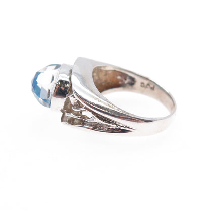 925 Sterling Silver Vintage Real Doublet Opal Modernist Ring Size 6