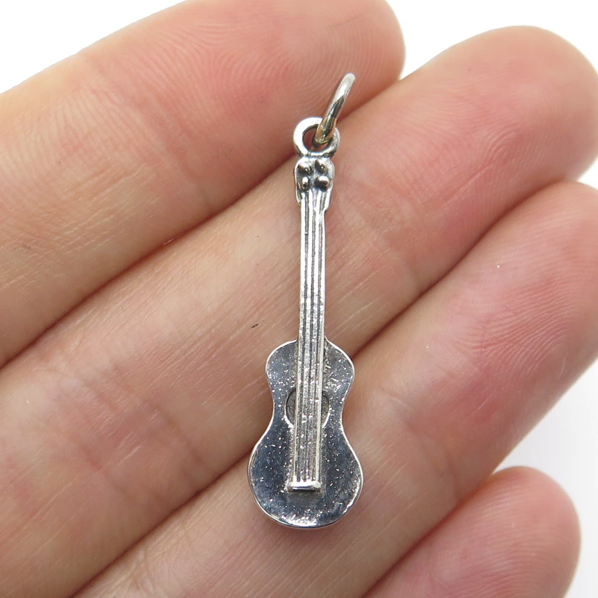 925 Sterling Silver Vintage Guitar Minimalist Charm Pendant