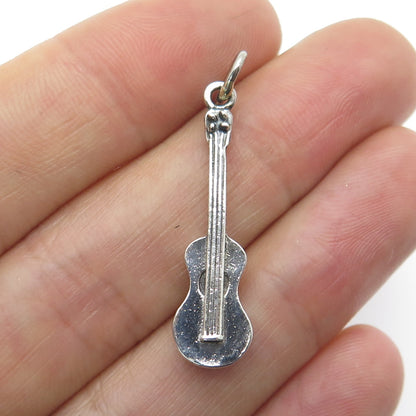 925 Sterling Silver Vintage Guitar Minimalist Charm Pendant