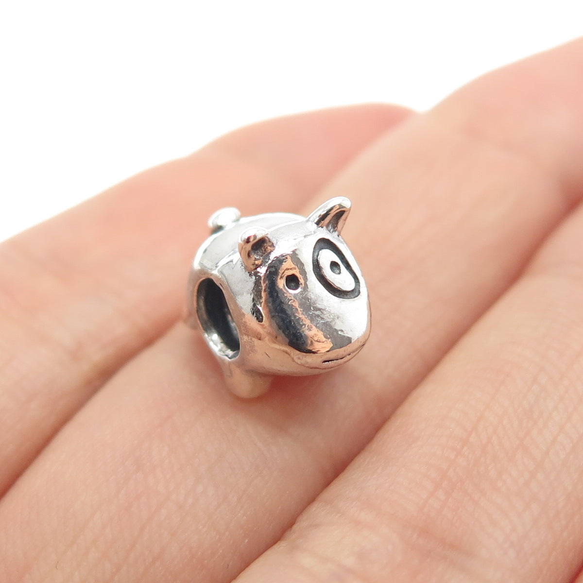 PANDORA 925 Sterling Silver Pig Slide Bead Charm