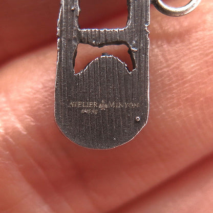 Atelier Minyon 925 Sterling Silver Real Diamond & Ruby Gesture Oxidized Pendant