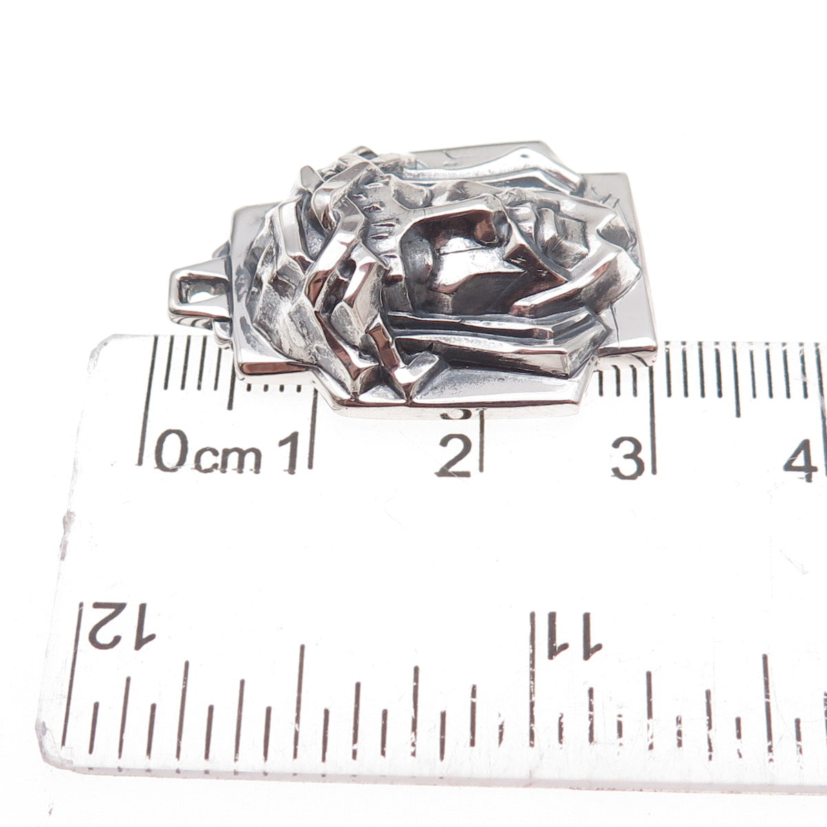 Creed 925 Sterling Silver Antique Art Deco Jesus Cross Oxidized Charm Pendant
