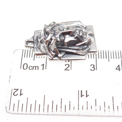 Creed 925 Sterling Silver Antique Art Deco Jesus Cross Oxidized Charm Pendant