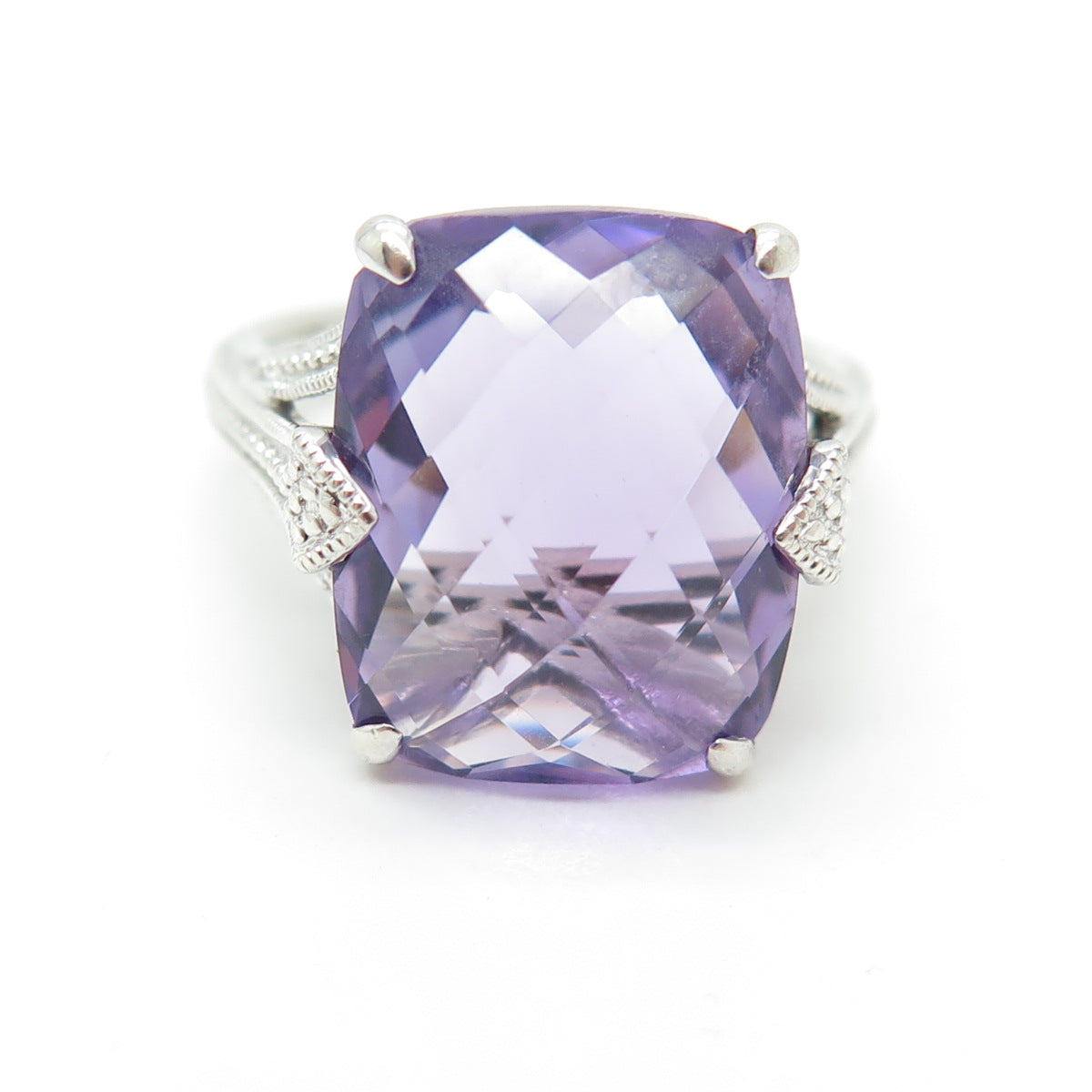 MICHELLE ALBALA 925 Sterling Silver Vintage Real Amethyst Gem Ring Size 7.25