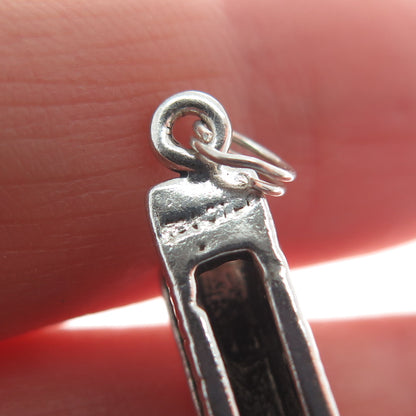 925 Sterling Silver Vintage Covered Bridge Minimalist 3D Charm Pendant