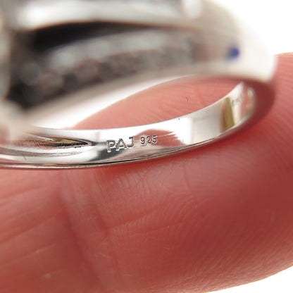 925 Sterling Silver Real Marquise & Round-Cut White Topaz Ring Size 7