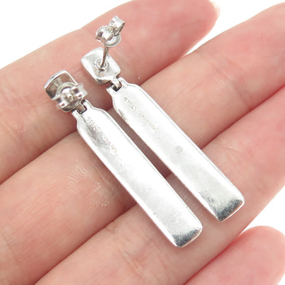 925 Sterling Silver Vintage "S" Link Dangling Bar Earrings