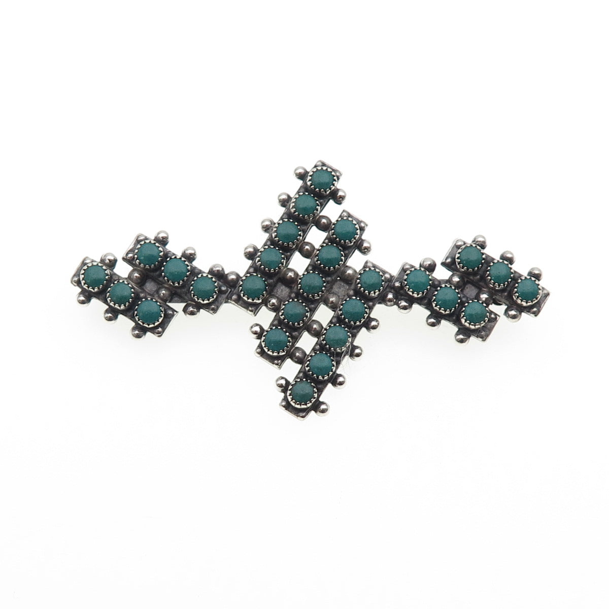 Old Pawn 925 Sterling Silver Vintage Kingman Turquoise Snake Eye Pin Brooch