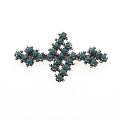 Old Pawn 925 Sterling Silver Vintage Kingman Turquoise Snake Eye Pin Brooch
