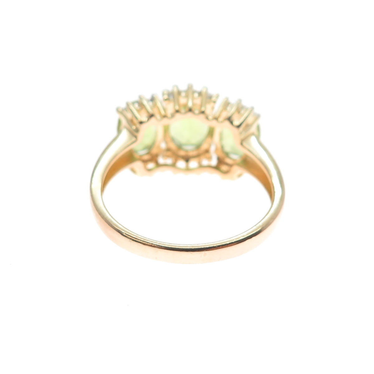 ROSS SIMONS 925 Sterling Silver Gold Plated Real Diamond & Peridot Ring Size 7