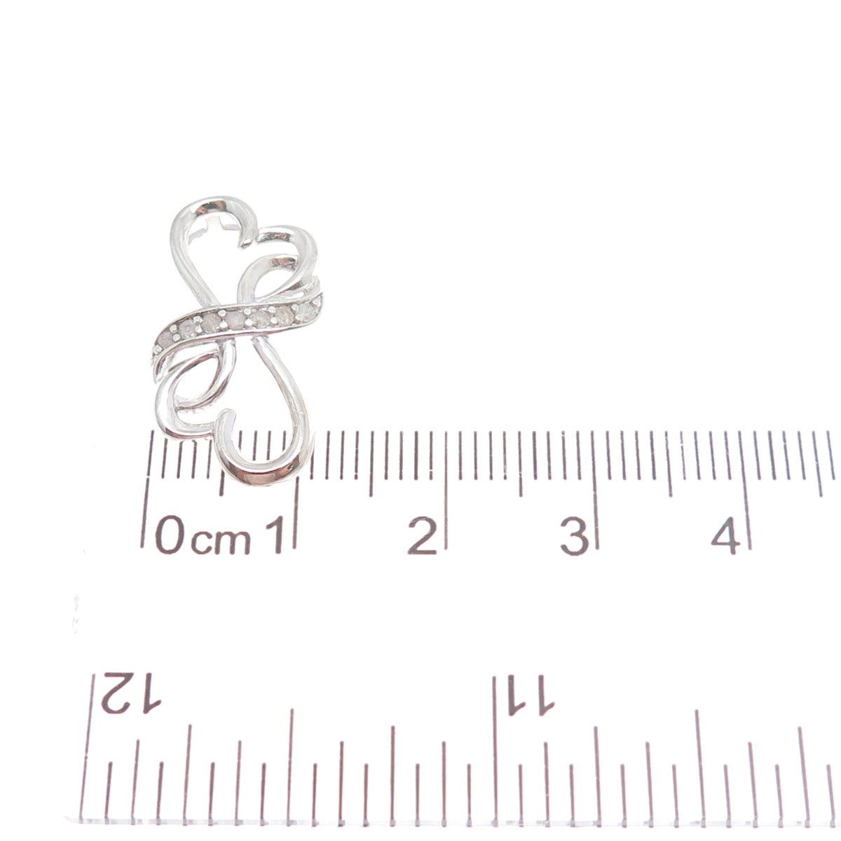 CHARLES WINSTON 925 Sterling Silver Real Diamond Heart Minimalist Slide Pendant