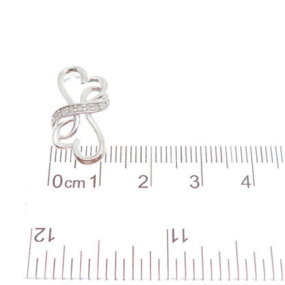 CHARLES WINSTON 925 Sterling Silver Real Diamond Heart Minimalist Slide Pendant