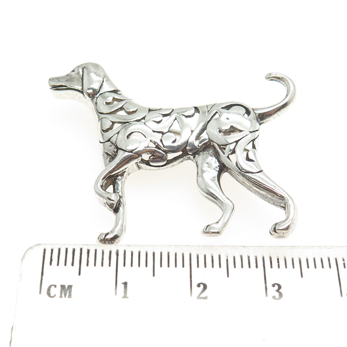 925 Sterling Silver Vintage Ornate Pointer Dog Pin Brooch