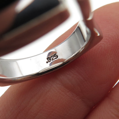 GUESS Sterling Silver Vintage Real Black Onyx & MOP Reversible Ring Size 7.25