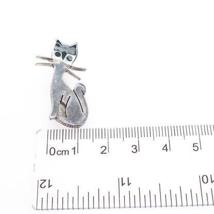 925 Sterling Silver Vintage Mexico Real Black Onyx Car Oxidized Pin Brooch