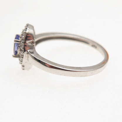 Chuck Clemency 925 Sterling Silver Real Tanzanite & White Topaz Ring Size 8