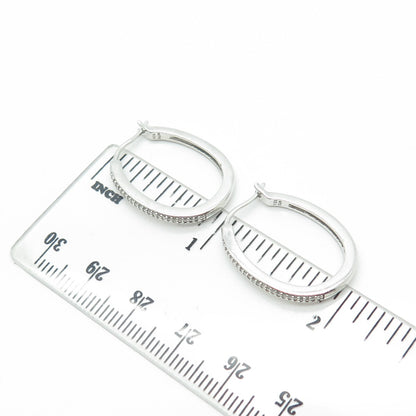 925 Sterling Silver Sun Real White Diamond Half Eternity Hoop Earrings