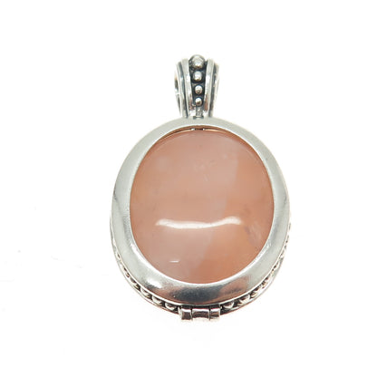 925 Sterling Silver Vintage Real Rose Quartz & MOP Interchangeable Pendant