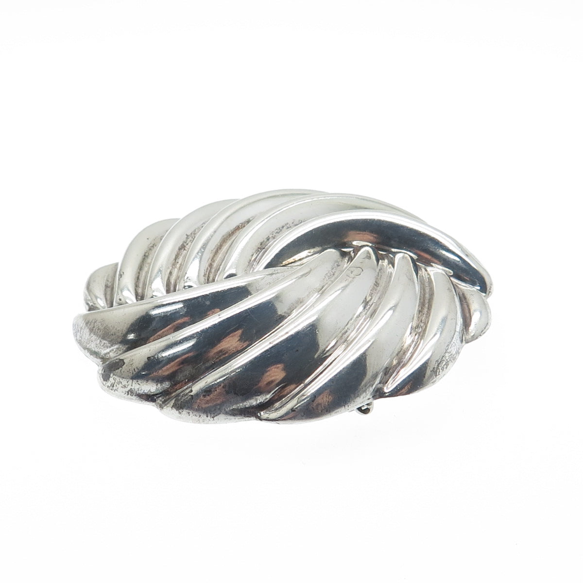 925 Sterling Silver Vintage Mexico Modernist Yin Yang Disc Pin Brooch / Pendant