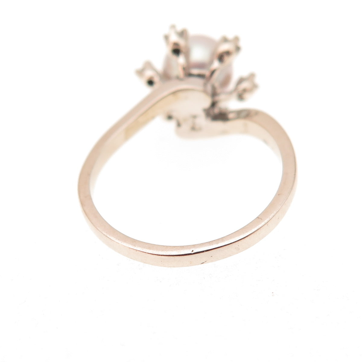 925 Sterling Silver Vintage Real Diamond Pearl & White Topaz Ring Size 5
