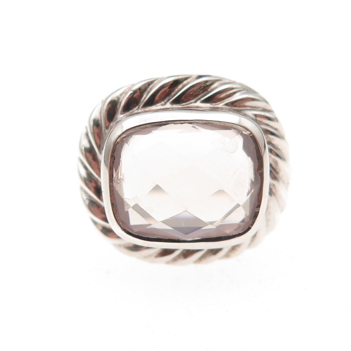 925 Sterling Silver Vintage Clear Crystal Oxidized Ring Size 6