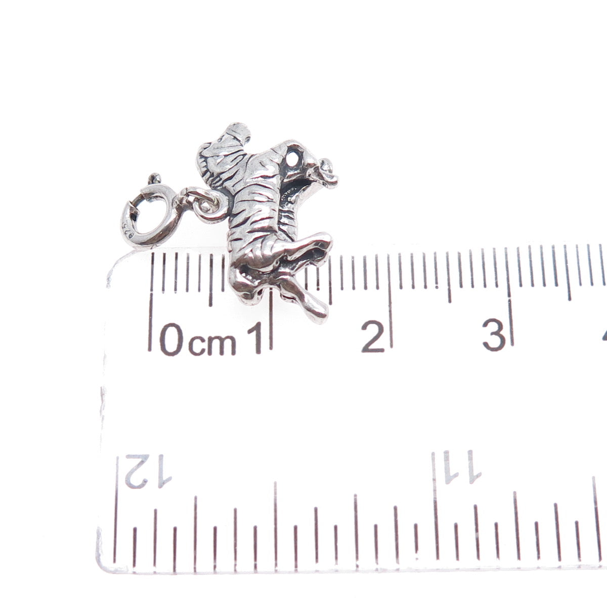925 Sterling Silver Vintage Zebra Couple Spring Ring Mini Charm Pendant