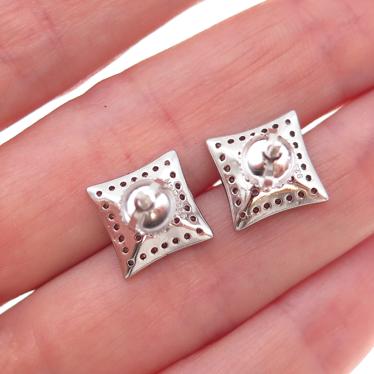 925 Sterling Silver Round-Cut C Z Stud Earrings