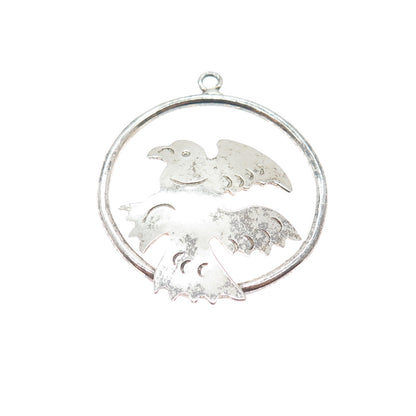 925 Sterling Silver Vintage Mexico Eagle Bird Oxidized Charm Pendant