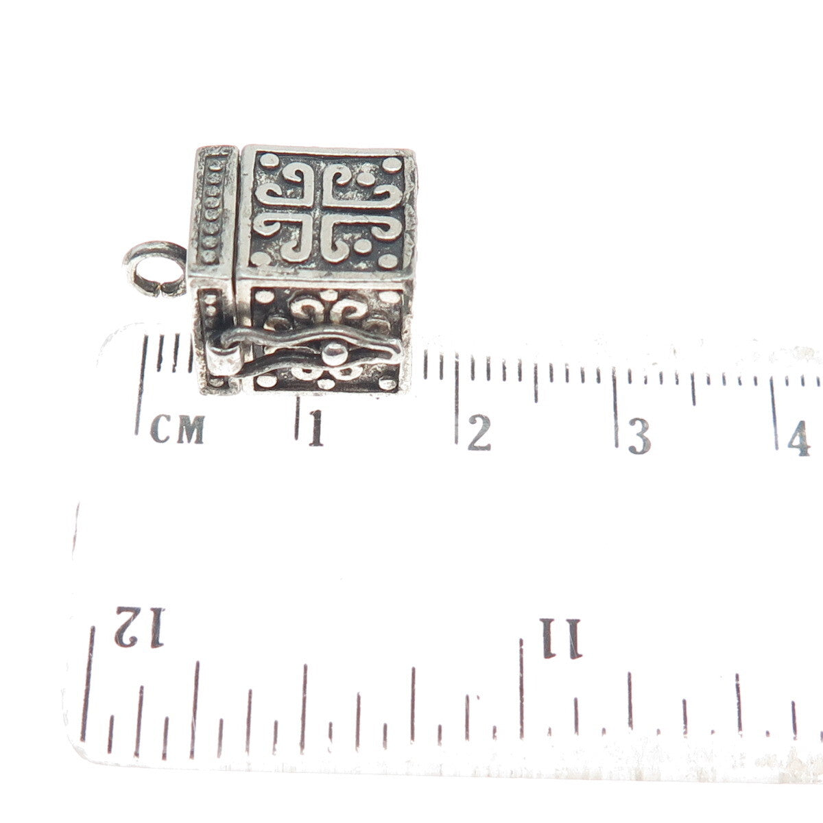 AVON 925 Sterling Silver Vintage Oxidized Minimalist Pill Box Charm Pendant