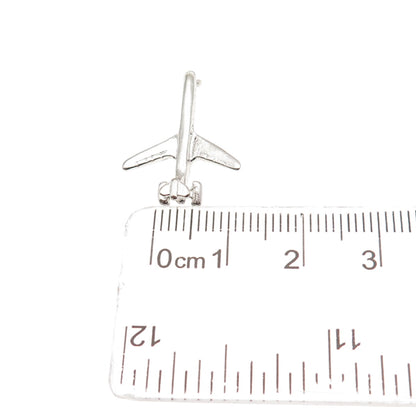 MAVO 925 Sterling Silver Vintage Airplane 3D Mini Slide Charm Pendant