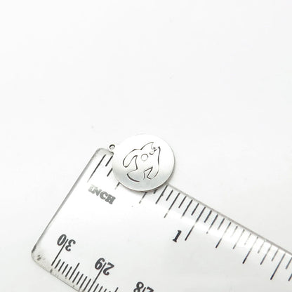 925 Sterling Silver USA Two In Town Piranha Fish Charm Pendant