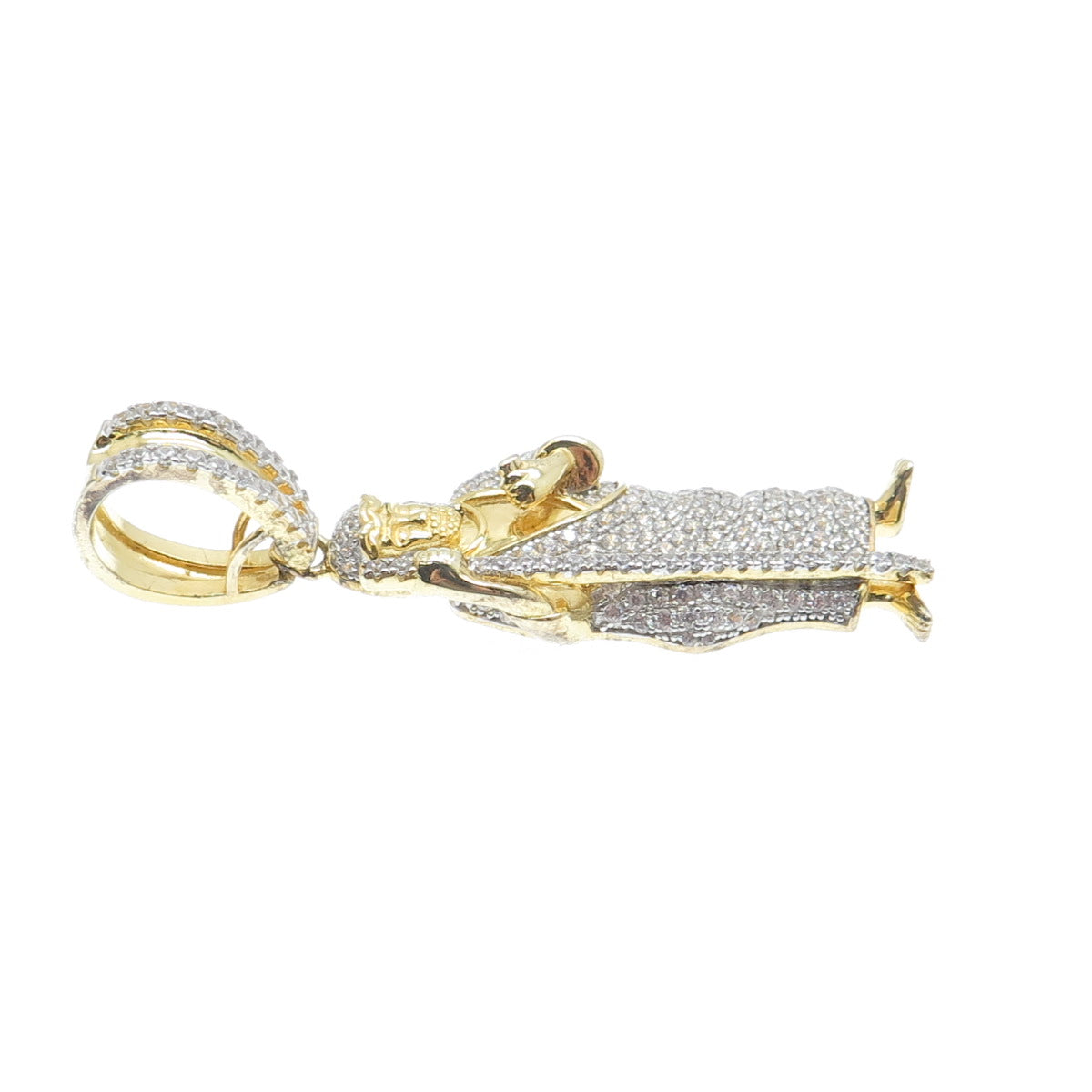 925 Sterling Silver Gold Plated Round-Cut C Z Saint Jude Thaddeus Pendant