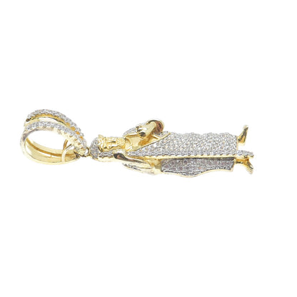 925 Sterling Silver Gold Plated Round-Cut C Z Saint Jude Thaddeus Pendant