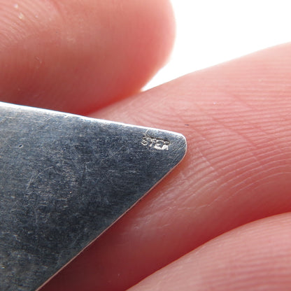 925 Sterling Silver Vintage Modernist Triangle Oxidized Pin Brooch
