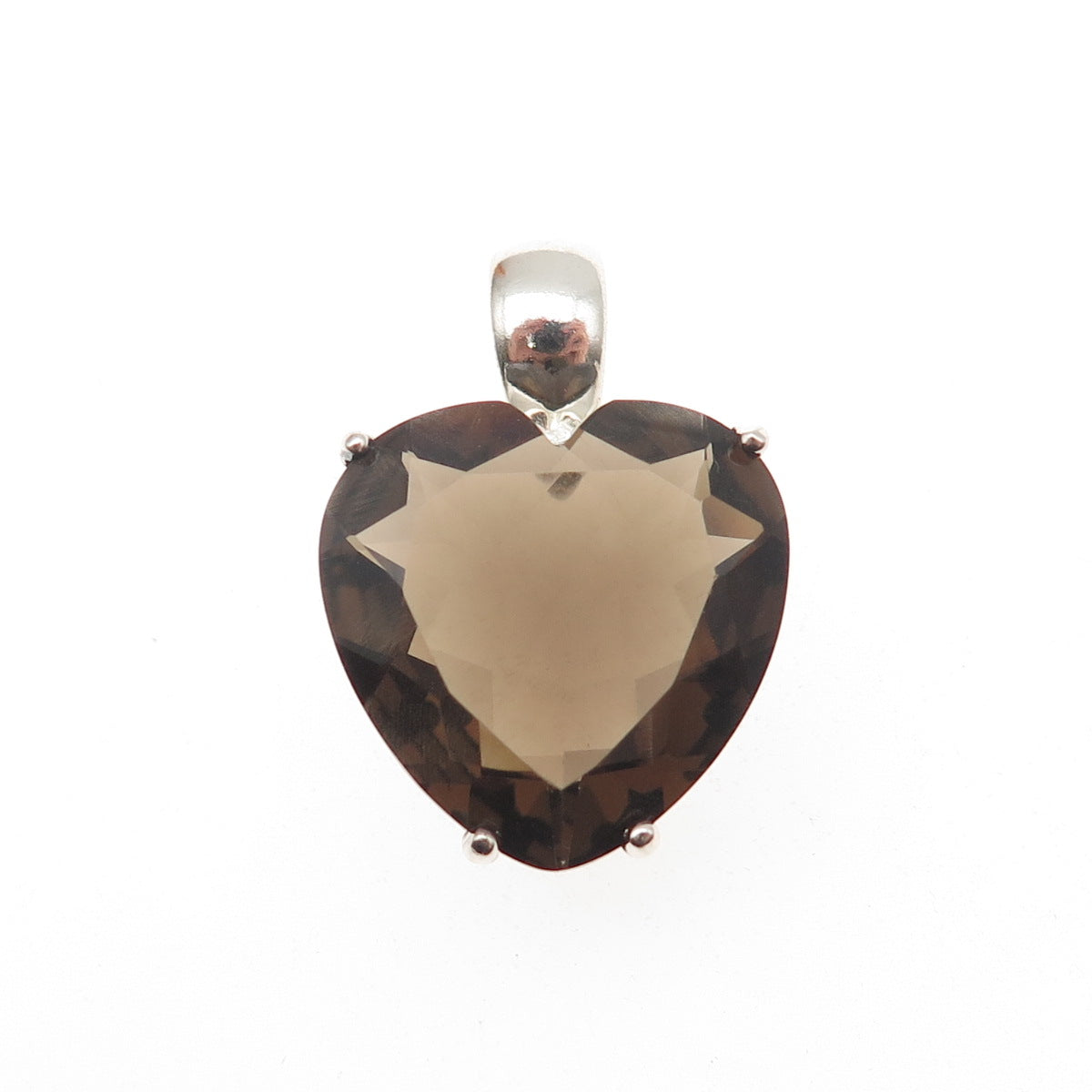 CHATEAU D'ARGENT & David Sigal Sterling Vintage Real Smoky Quartz Heart Pendant