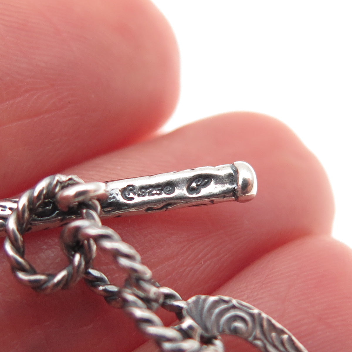 Carolyn Pollack 925 Sterling Silver Vintage Ornate Disc Chain Necklace 18"