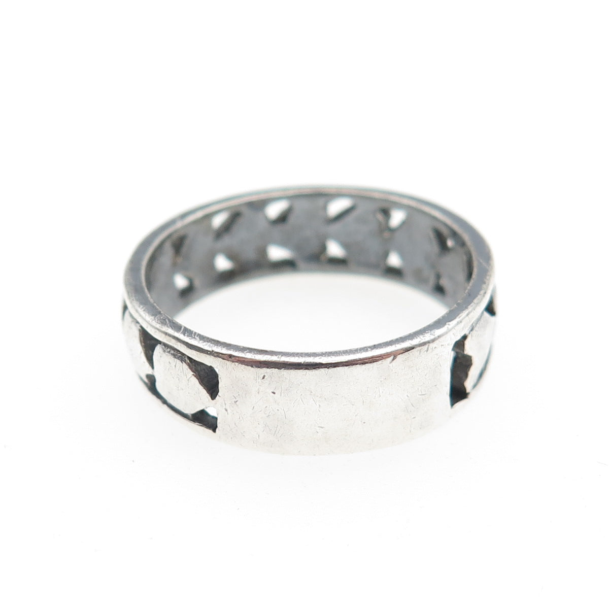 925 Sterling Silver Vintage Heart Oxidized Band Ring Size 9.25