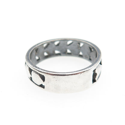 925 Sterling Silver Vintage Heart Oxidized Band Ring Size 9.25