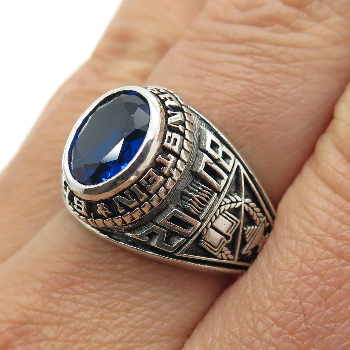 REED Sterling Lab-Created Sapphire 2008 Elias Bernstein School Ring Size 7.75