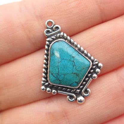 Old Pawn Sterling Silver Vintage Southwestern Kingman Turquoise Charm Pendant