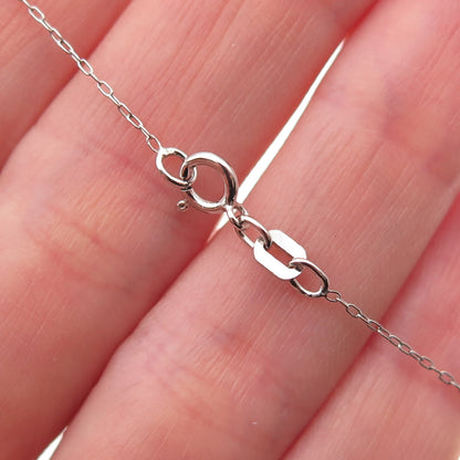 925 Sterling Silver Real Round-Cut Diamond Heart Cable Chain Necklace 20"