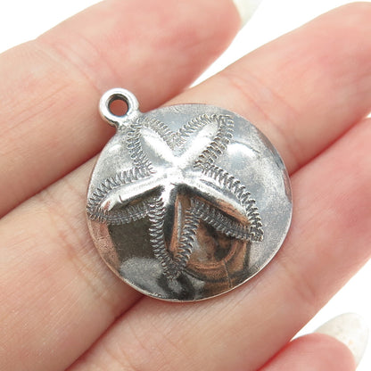 925 Sterling Silver Vintage Sand Dollar Oxidized Pendant