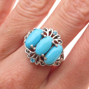 Chuck Clemency 925 Sterling Silver Real Turquoise & Apatite Ring Size 8