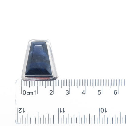 925 Sterling Silver Vintage Real Sodalite Modernist Slide Pendant