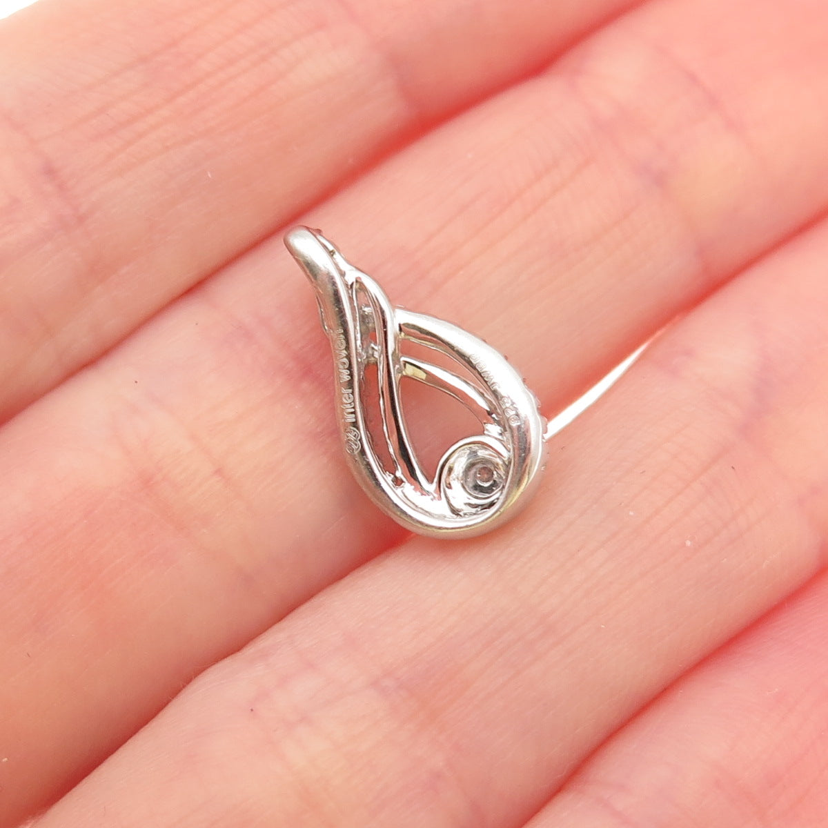 Jane Seymour 925 Sterling Silver Real Diamond Inter Woven Mini Charm Pendant